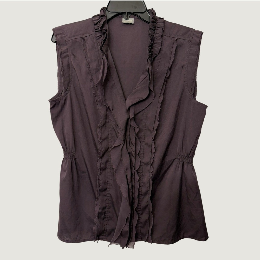 Converse One Star Womens Ruffle V-Neck Sleeveless Blouse Purple Boho